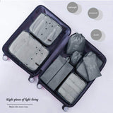 8x Storage Bag Travel Packing Pouches Luggage Organiser Clothes Suitcase - Grey