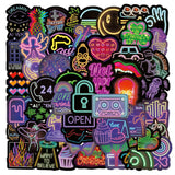 50pcs Neon Light Vinyl Decal Stickers Mix Laptop Waterproof Phone Skateboard P2