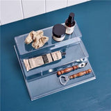 1x Crystal Clear 3 Tier Shelf Organiser Spice Jars Cosmetic Step Storage Rack