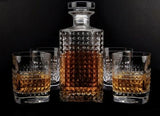 Vintage Scotch Whiskey Decanter Glass 750ml Set of 5PC (1 Bottle And 4 Tumblers)