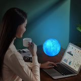 3D Printing Moon Lamp USB LED Night Light Moonlight Touch Color Changing 15cm