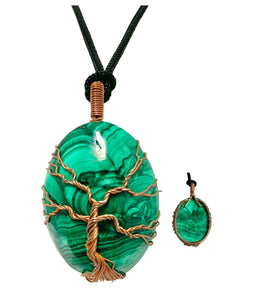 Malachite Wisdom Tree Crystal Pendant Jewellery Gemstone Spiritual Energy