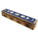 Wooden Box Incense Holder Storage Triple Moon Design 30cm