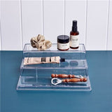 1x Crystal Clear 3 Tier Shelf Organiser Spice Jars Cosmetic Step Storage Rack