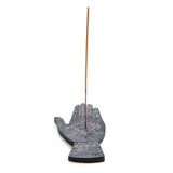 White Palmistry Incense Stick Burner Holder Black Hand Shape Yoga Meditation