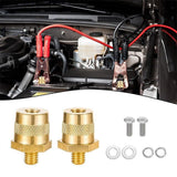 1 pair M8 Battery Terminal Connector Brass Tone Post Adapter w/ Stainless Screws
