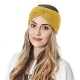 Knitted Headband Women Crochet Winter Ear Warmer Hairband Headwrap - Yellow