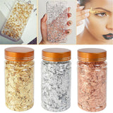 3pcs Gold & Silver & Rose Gold Foil Flakes Leaf Wrap Nail Art Acrylic Gel Polish