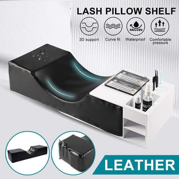 Eyelash Extension Neck Pillow &  Shelf Organizer PU Leather Salon Beauty