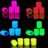 4pcs Luminous Tire Valve Cap Car Wheel Dust Covers Glow In The Dark -Pink