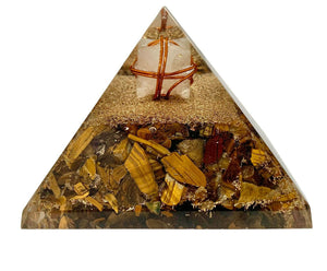 Tiger Eye Merkabah Orgonite Pyramid Clear Quartz Chakra Healing Crystal