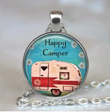 1 pc Camping Keychain Happy Camper RV Travel Trailer Camping Gift Key Fob