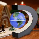 Magnetic Levitating Floating Rotating World Map LED C-Shape Lamp Home Desk Blue