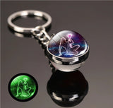 1x Keychain Constellation Keyring Luminous Glass Ball Pendant - Aquarius