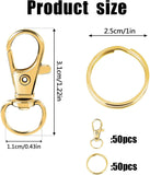 100pcs Gold Swivel Clasps Lanyard Snap Hooks with Key Rings, Key Chain Clip Hook