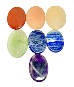 7 Chakras Crystal Set Heiki Healing Meditation Colourtherapy 7 Pieces - Oval