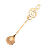 1Pc Musical Note Shaped Teaspoon Coffee Milk Teaspoon Ice Cream Spoon - Gold