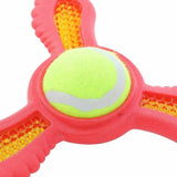 2x Dog Toy Fetch Flyer Foam Dart w/ Tennis Ball Durable Rubber Pet Puppy Toy RED