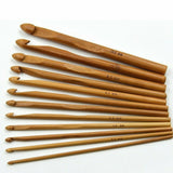 12x Bamboo Crochet Hooks Set Handle DIY Wooden Knitting Needle 3-10mm