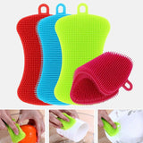 4x Home Kitchen Silicone Scrubber Sponge Brush Dish Pot Pan Washing Cleaning