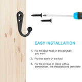 10X Hooks Wall Hanger Mounted Coat Hat Clothes Robe Holder Rack Closet Hook Blk