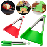 Silicone Cooking Tongs Heat Spatula Stainless Steel Resistant Frame Gadget BBQ