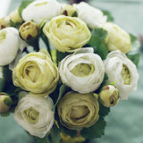 10 Heads Artificial Flowers Silk Peony Bouquet Rose Wedding Party Decor Green