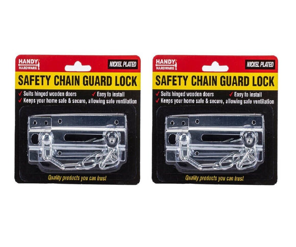 2PK Door Chain Lock Mechanism Chain Guard Lock Handy Hardware -14x 9x 1.5cm