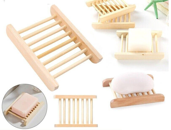 Natural Wooden Bamboo Soap Dish Tray Holder Storage Soap Rack Box Soap Dishes