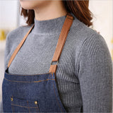 Denim Apron Adjustable Pocket Baking Cooking Oil Resistant Kitchen Bar Chefs Bib