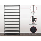 Shoe Rack 10 Tier Shelves Shoes Cabinet Storage Organiser DIY - Black