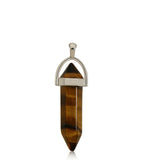 Gemstone Pendant Necklace Natural Quartz Crystal Point Healing Tiger's Eye