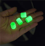 4pcs Luminous Tire Valve Cap Car Wheel Dust Covers Glow In The Dark -Green
