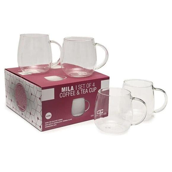 4 pieces Mila Coffee Tea Mug Glasses Borosilicate Thermal Cup Drinks Glass 320ml