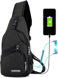 Shoulder Backpack Chest Bag Man Sling Cross Body Satchel Mens Purse Travel Black
