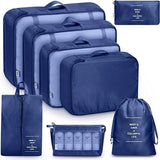 8x Storage Bag Travel Packing Pouches Luggage Organiser Clothes Suitcase - Navy