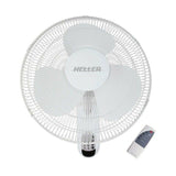Heller Wall Fan 3 Speed Oscillating Tilt Adjustable Remote Control White -40cm