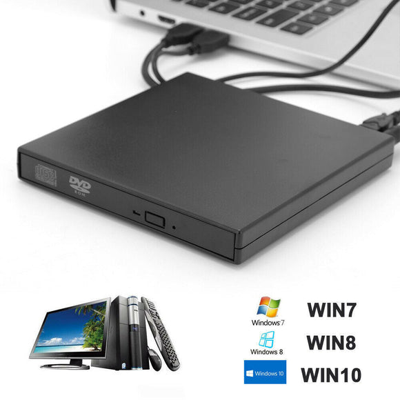 USB External CD RW DVD ROM Writer Burner Player Drive PC Laptop Mac Windows