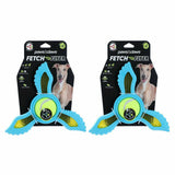 2x Dog Toy Fetch Flyer Foam Dart Tennis Ball Durable Rubber Pet Puppy Toy BLUE