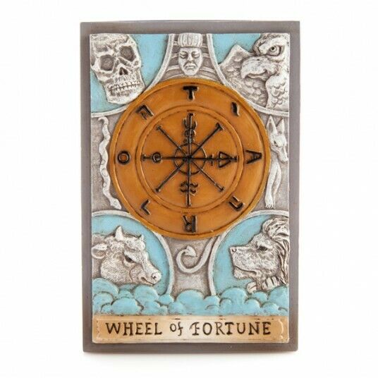 Wheel Of Fortune Design Wooden Box Jewellery Tarot Cards Stones Crystal