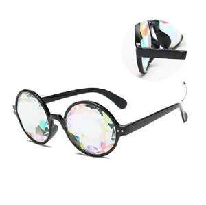 Kaleidoscope Glasses Rave Festival EDM Sunglasses Diffracted Lens Party - Black