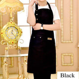 Canvas Apron Waterproof Waiter Cooking Cafe Kitchen Chef Butcher Washable -Black