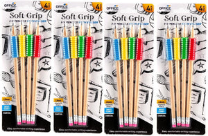 16x Pencils Soft Grip HB With Eraser