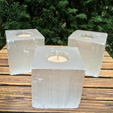 Selenite Cube Tea Light Candle Holder Crystal Tealight Decoration Feng Shui