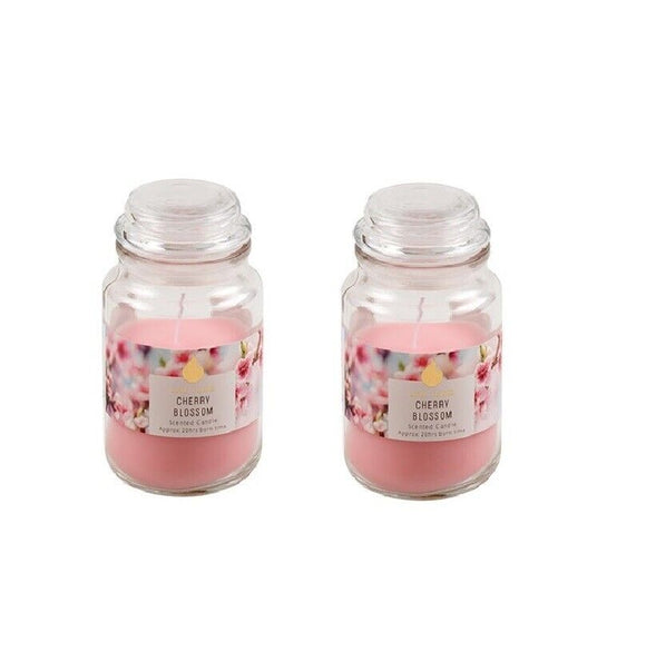 2 pcs Candles Scented  Cherry Blossom in Glass Jar with Lid Decor