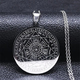 Magic Talisman Necklace Wheel of Fortune Protection Pendant Jewelry - Silver