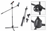 Professional Dual Microphone Stand Telescopic Boom Adjustable Mic Holder Tripod