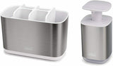 Joseph Joseph Stainless Steel Toothbrush Holder Soap Pump Bathroom Caddy Set