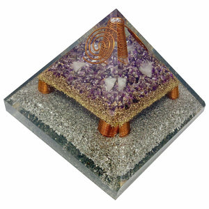 Amethyst Clear Quartz Point Generator Pyramid Energy Healing Crystal