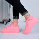 Pink Waterproof Silicone Shoe Cover Protective Water Rubber Boot Overshoe L